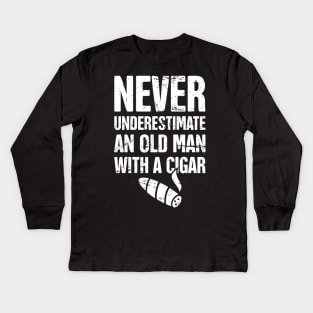 An Old Man With A Cigar Kids Long Sleeve T-Shirt